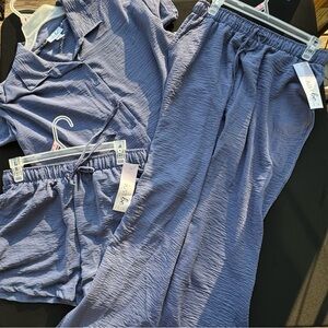 3 PC Set New  “Just Me” crinkled fabric in Blue